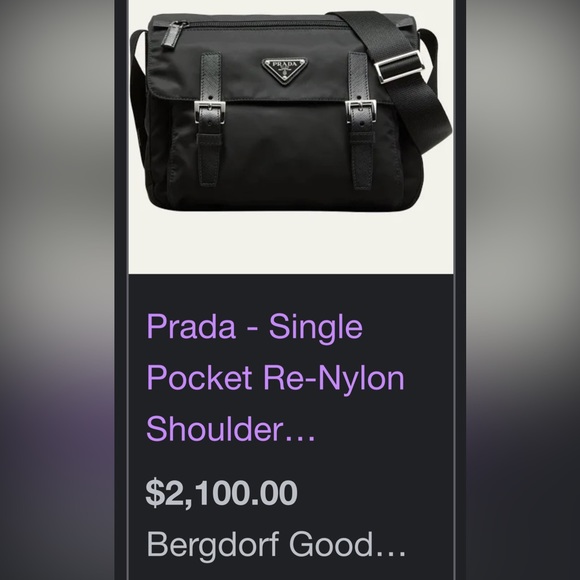 Prada Single Pocket Re-Nylon Messenger Shoulder Bag Black - Picture 6 of 7